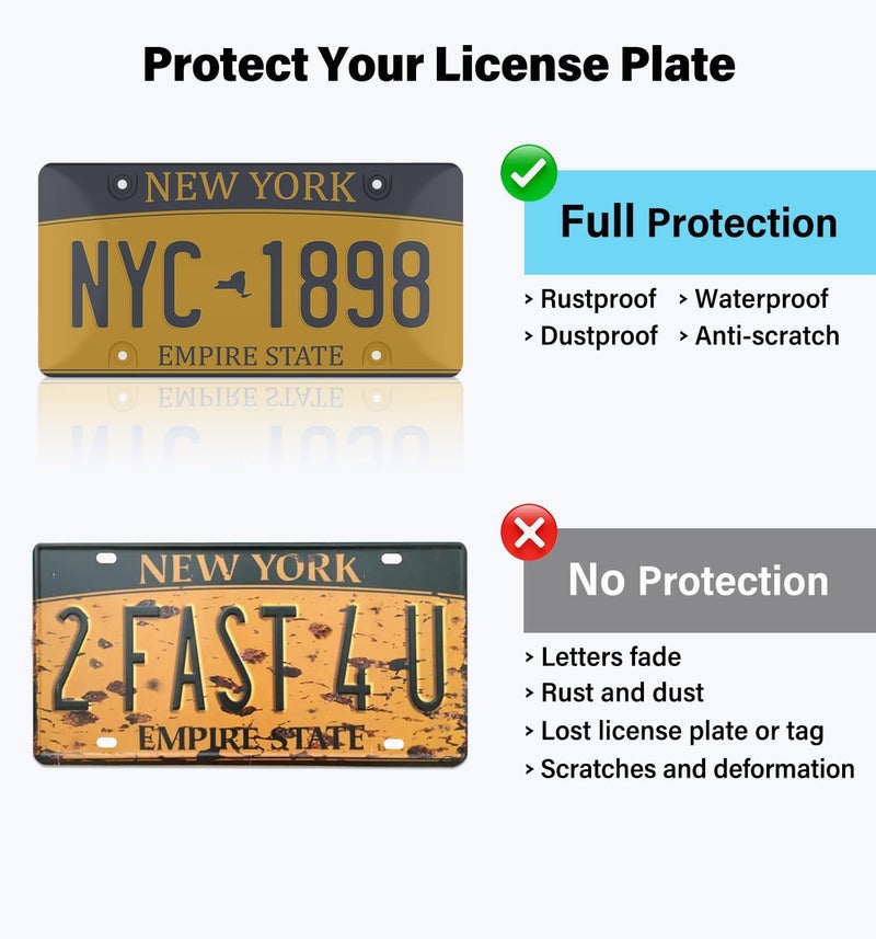 KLSKKJ 2 Pack License Plate Covers, Clear License Plate Protector Unbreakable Plastic Shields Tag Holder Fits Standard US Plate with Screws Caps ﻿ - Image 5